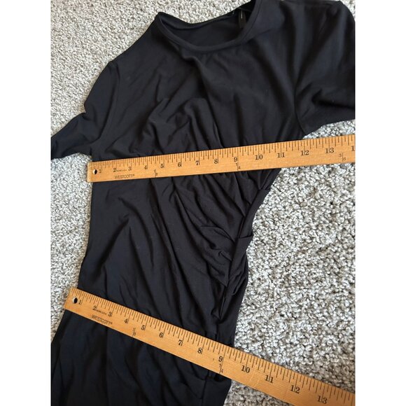 Helmut Lang Womens XS Black Twist Midi Dress 3/4 Sleeve Stretchy - Picture 6 of 11